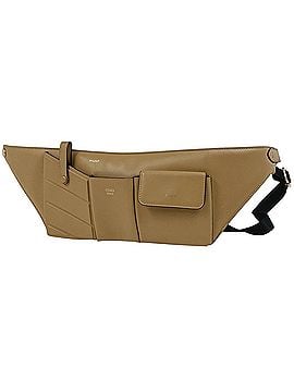 Fendi Fendi logo waist bag/body bag, leather, beige/black, 8BM007, women's. (view 1)