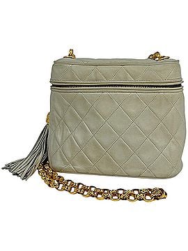 Chanel Chanel Coco Mark Chain Shoulder Bag, Matelassé Fringe Leather, White, Women's (view 1)