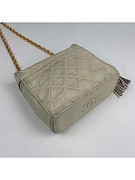 Chanel Chanel Coco Mark Chain Shoulder Bag, Matelassé Fringe Leather, White, Women's (view 2)