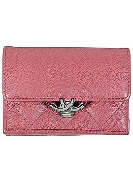 Chanel Chanel Coco Mark Tri-fold Wallet, Half Matelassé Caviar Skin, Pink, Women's (view 1)