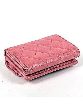 Chanel Chanel Coco Mark Tri-fold Wallet, Half Matelassé Caviar Skin, Pink, Women's (view 2)