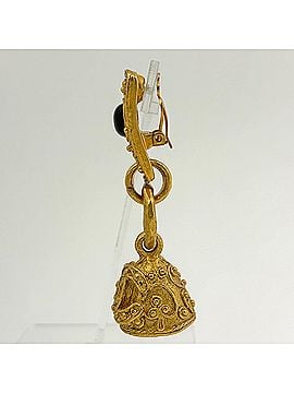 Chanel Chanel Coco Mark Bell Swing Earrings, Gripoix Gold Red, Women's (view 2)