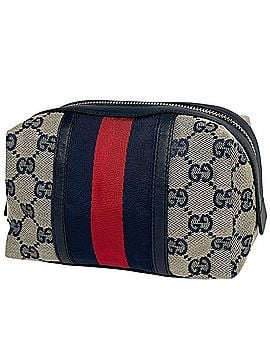 Gucci Gucci GG pattern pouch, Sherry line, Web canvas, Beige/Navy, 256636, Women's. (view 1)