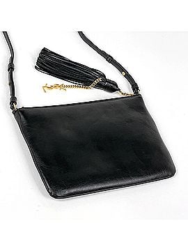 Saint Laurent Saint Laurent logo shoulder bag, fringe, leather, black, 412674, women's. (view 2)