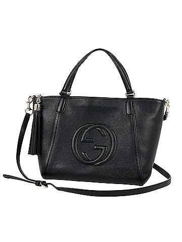 Gucci Gucci Soho Tote Bag, 2-Way Leather, Black, 369176 (view 1)