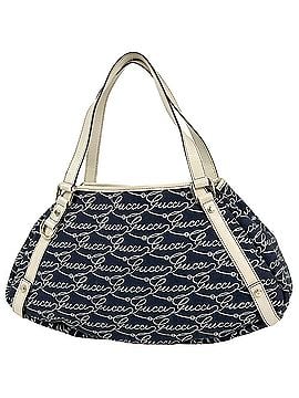 Gucci Gucci logo tote bag, Abbey canvas, navy and white, 130736, women's. (view 1)