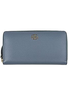 Gucci Gucci GG Marmont Round Zip Long Wallet, Double G Leather, Blue, 456117, Women's (view 1)