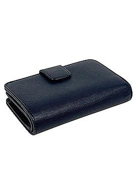 Prada Prada logo bi-fold wallet with L-shaped zipper, Saffiano leather, navy, women's. (view 2)