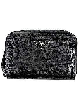 Prada Prada PRADA Logo Plate Round Zipper Wallet/Coin Case 2-Way Saffiano Leather Nero (Black) 2MR021 Women's (view 1)