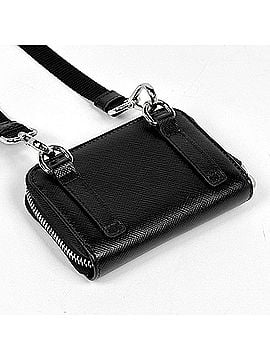Prada Prada PRADA Logo Plate Round Zipper Wallet/Coin Case 2-Way Saffiano Leather Nero (Black) 2MR021 Women's (view 2)