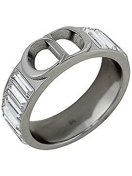 Christian Dior Christian Dior logo ring with rhinestones, silver, for women. (view 1)