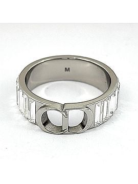 Christian Dior Christian Dior logo ring with rhinestones, silver, for women. (view 2)