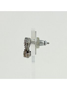 Chanel Chanel Coco Mark Rhinestone Earrings, Silver Plated, Silver, Women's (view 2)