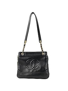 Chanel Chanel Coco Mark Chain Tote Bag, Leather, Black, Women's (view 1)