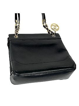 Chanel Chanel Coco Mark Chain Tote Bag, Leather, Black, Women's (view 2)