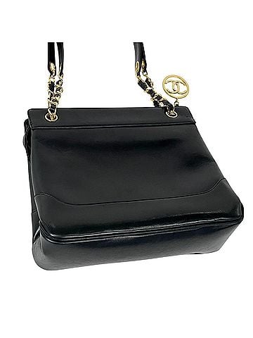 Chanel Chanel Coco Mark Chain Tote Bag, Leather, Black, Women's (view 2)