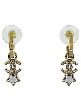 Chanel Chanel Coco Mark Rhinestone Swing Earrings, Gold GP Rhinestone, Women's (view 1)