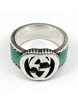 Gucci Gucci Interlocking G Ring, Sterling Silver 925, Green, Women's (view 2)