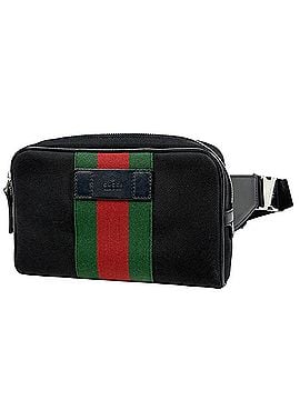 Gucci Gucci Sherry Line Waist Bag, Web Canvas, Black, 630919, Women's (view 1)
