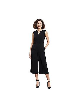 St. John Split V-Neck Wide Leg Jumpsuit Dress Pants (view 1)