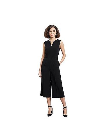 St. John Split V-Neck Wide Leg Jumpsuit Dress Pants (view 1)