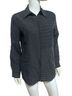 Diane Gilman 100% Silk Stripes Checkered-gingham Black Long Sleeve Button-Down Shirt Size M - photo 1