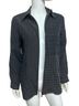 Diane Gilman 100% Silk Stripes Checkered-gingham Black Long Sleeve Button-Down Shirt Size M - photo 2
