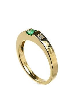 Tiffany & Co. TIFFANY&amp;Co. Tiffany 18K Yellow Gold Ring with Emerald and Diamond, 3.5g, Women's (view 2)