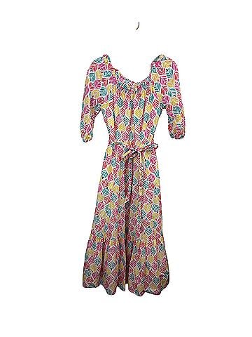 Boden Ivory Palm Tile Rosalind Tiered Midi Casual Dress (view 1)