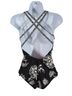 Athena Black White Red One Piece Swimsuit Size M - photo 2