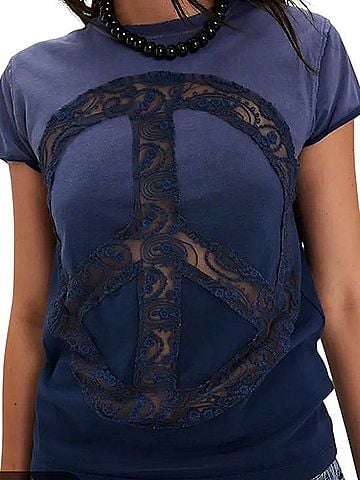 Tricia Fix Lace Peace Sign Graphic Tee T-Shirt (view 1)