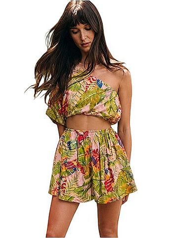 FARM Rio Macaw Leaves Cutout Mini Dress Casual Dress (view 1)