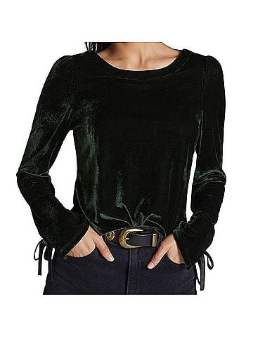 Anthropologie Open-Back Velvet Long Sleeve Top (view 1)