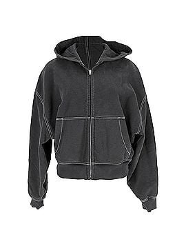 Acne Acne Studios Logo-Embroidered Hooded Sweatshirt in Grey Cotton (view 1)