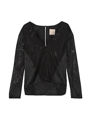 Mason V plunge Burn out Long Sleeve Blouse (view 1)