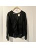 Mason 100% Silk Solid Black Long Sleeve Blouse Size 6 - photo 4
