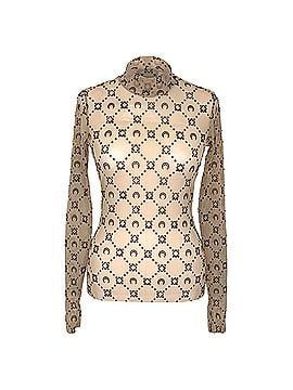 Marine Serre Marine Serre Moonogram Mesh Flock High Neck Top in Beige Polyamide (view 1)