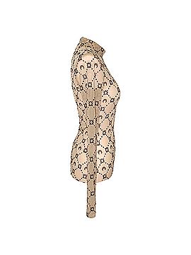 Marine Serre Marine Serre Moonogram Mesh Flock High Neck Top in Beige Polyamide (view 2)