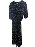 Ganni 100% Viscose Floral Black Yellow Active Dress Size 8 - photo 4