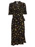 Ganni 100% Viscose Floral Black Yellow Active Dress Size 8 - photo 1