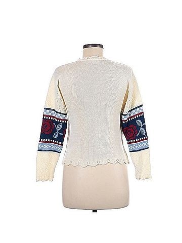 American Vintage Vintage 90s Floral Rose Knit Cream Sweater Pullover Sweater (view 2)