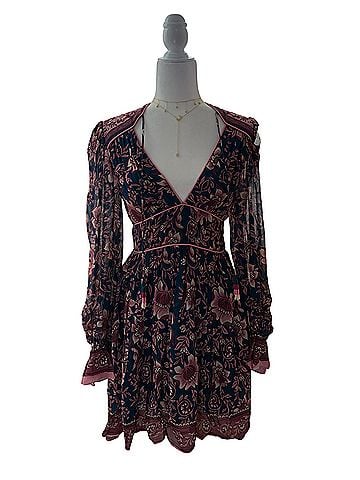 FARM Rio Pintucked Floral Print Voile Mini Dress Casual Dress (view 2)