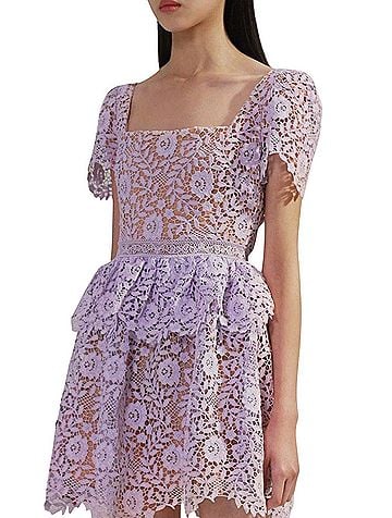 Self-Portrait Lilac Lace Peplum Dress
 Casual Dress (view 1)