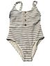 SO Stripes White Black One Piece Swimsuit Size M - photo 1