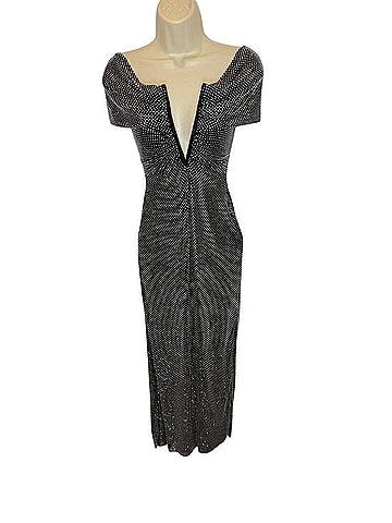 Self-Portrait Printed Mesh Rhinestone Midi Dress Casual Dress (view 1)
