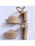 Stuart Weitzman 100% Suede Solid Tan Heels Size 8 1/2 - photo 5