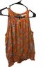 Rose + Olive Floral Orange Sleeveless Top Size M - photo 1