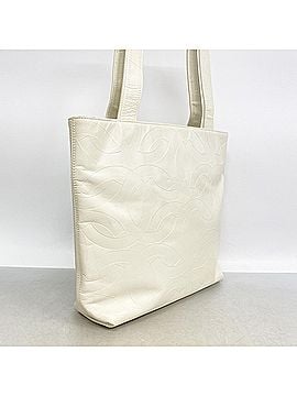Chanel Chanel Leather Tote Bag, White, Women's (view 2)