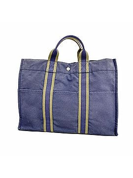 Hermès Hermes Fourre-Tout MM Canvas Tote Bag, Navy/Khaki, Men's/Women's (view 1)