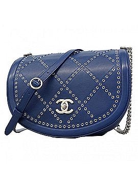 Chanel Chanel Shoulder Bag, Chain Shoulder, Coco Eyelet Leather, Blue, Women's (view 1)
